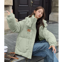 Women Khaki Down Jacket Fashion WhiteThickening Warm Feather Female Duck Down Comfortable Short Solid 2023 Winter Hooded Outwear