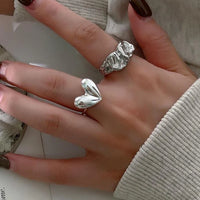 Fashion Punk Love Heart Geometric Finger Ring For Women Girls Wedding Party Jewelry Gift e414