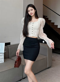 Fashion Spring Summer Office Lady Short Skirt Women Skirt Black Faldas High Waist A-LINE Skirt Women Skirts for Women D36