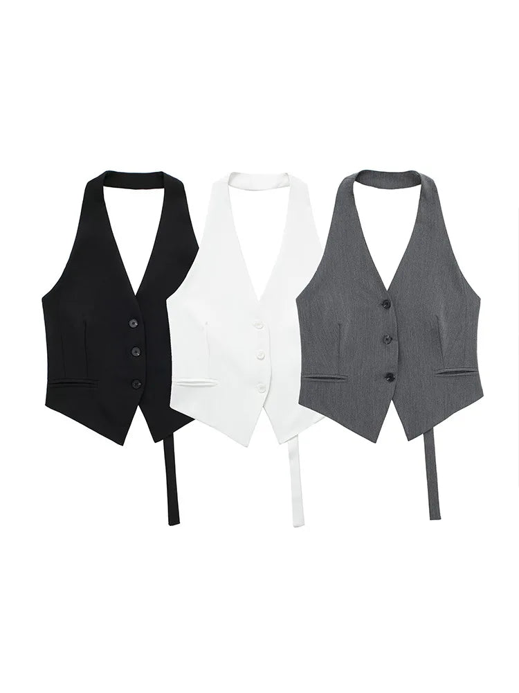 Women’s Sexy Backless Halter Waistcoat