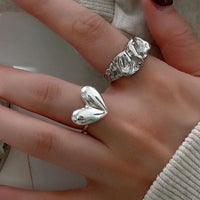 Fashion Punk Love Heart Geometric Finger Ring For Women Girls Wedding Party Jewelry Gift e414