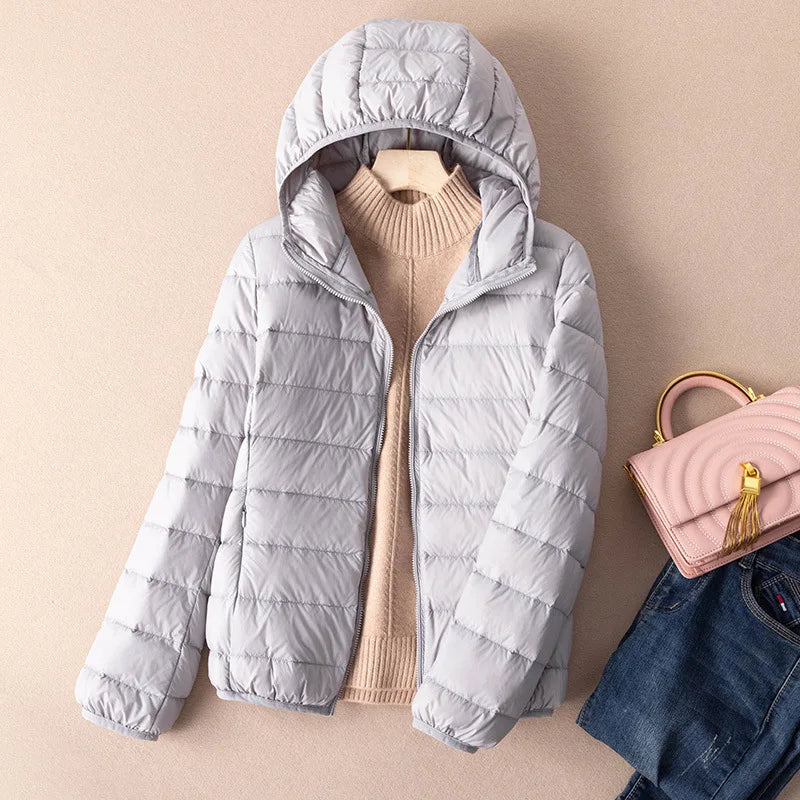 Women Autumn Down Jacket 2022 New Arrivals  90%  White Duck Down Ultra Light Fashion Hooded Keep Warm  Puffer Jacket