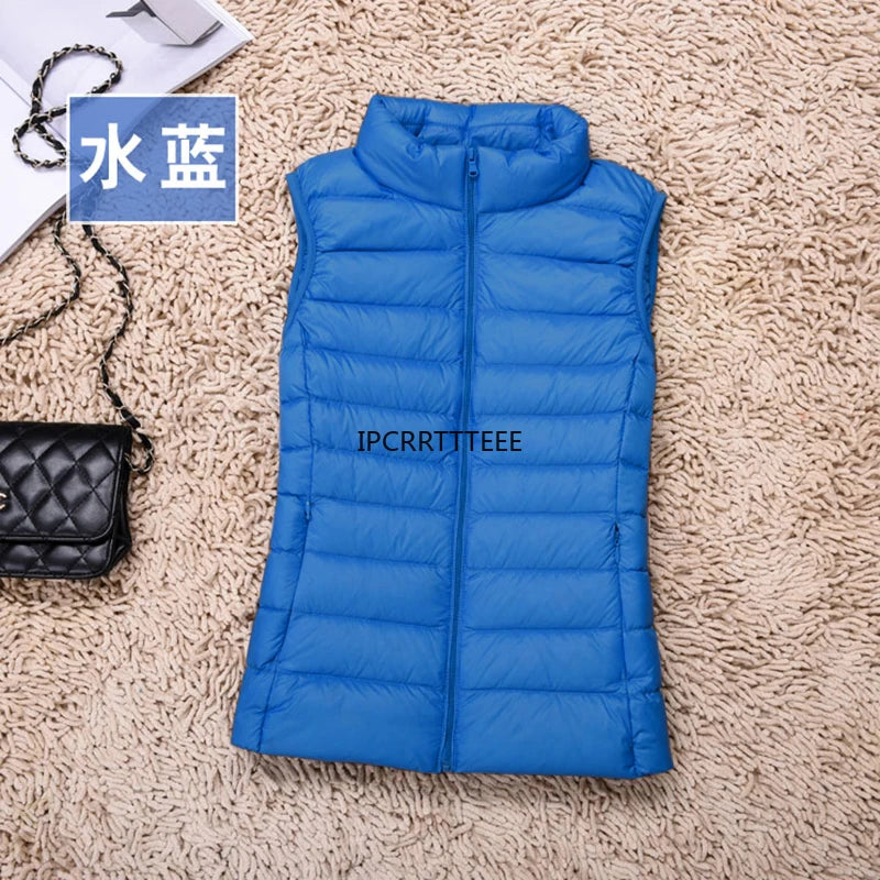 2023 New Women Sleeveless Women Slim Ultra Light Down Jacket Girl Portable Lightweight Vests Windproof Warm Waistcoat