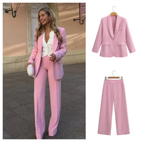 PB&ZA2024 autumn new women's clothing fashion temperament loose dress collar suit jacket long pants two-piece set