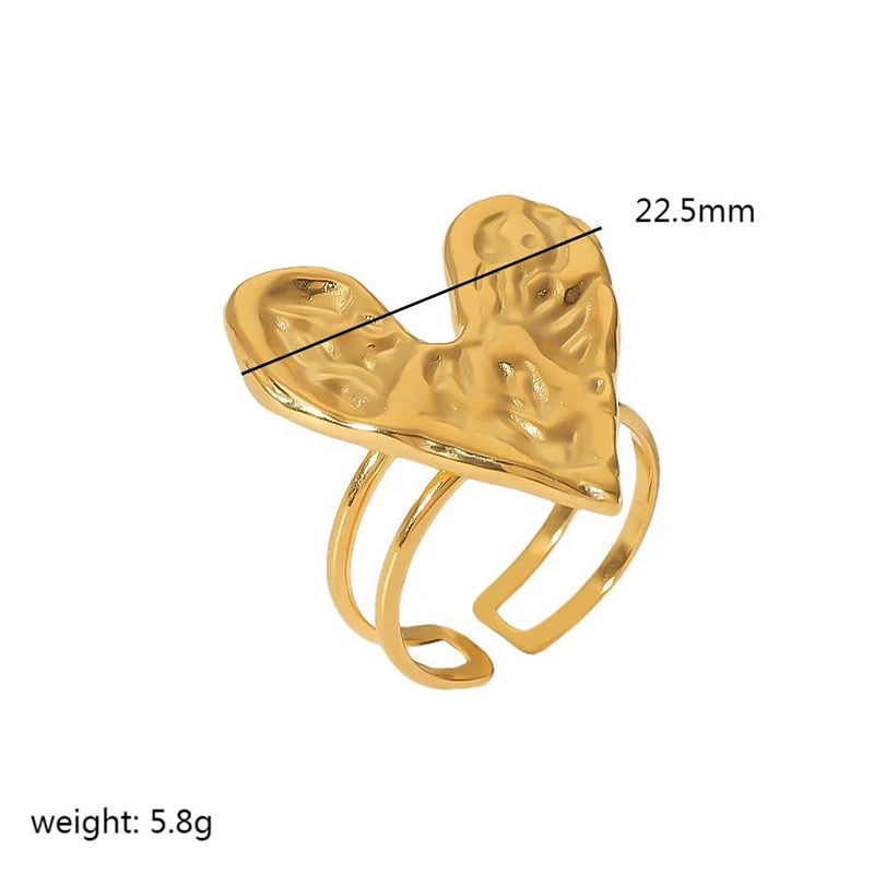 Loe| Lava Heart Shape Gold Rings for Women. Stainless Steel. Light Luxury Design.1Pcs.Classic Party Gifts. New