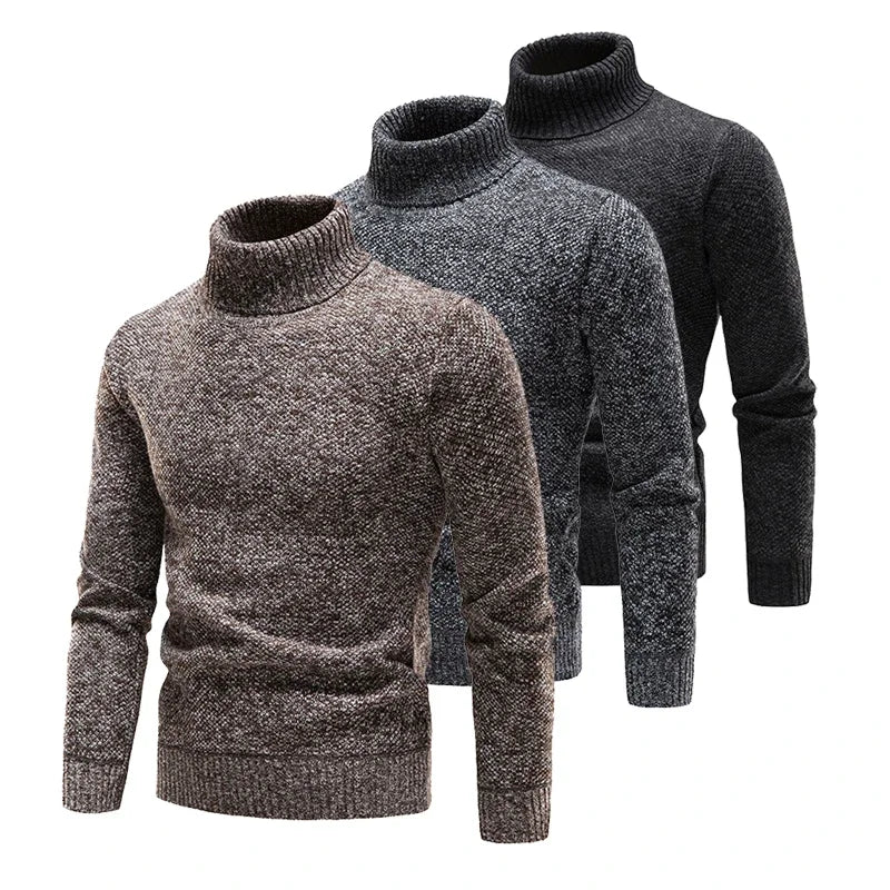 Brand Men Turtleneck Sweaters and Pullovers 2024 New Fashion Knitted Sweater Winter Men Pullover Homme Wool Casual Solid Clothes