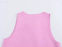 TRAF Sweater Lady Vests Sleeveless Pink Knitted Vest For Women Fall Round Neck Short Sweaters Vests Elegant Knit Vests Woman