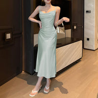 Women's Elegant Backless Satin Maxi Dress