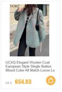 UCXQ Tide Faux Fur Coat European Style Street All Match Lapel Temperament Elegant Long Outerwear Women 2024 Autumn Winter 3C2587