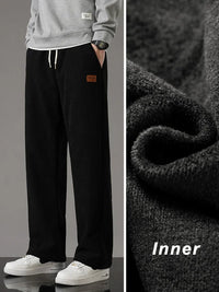 Winter Thick Warm Corduroy Sweatpants Men Fleece Liner Drawstring Straight Loose Track Pants Male Casual Fleece Thermal Trousers