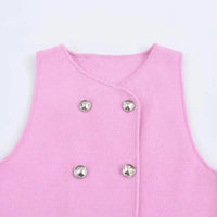 TRAF Sweater Lady Vests Sleeveless Pink Knitted Vest For Women Fall Round Neck Short Sweaters Vests Elegant Knit Vests Woman