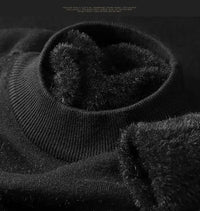 Plush Men's Knitted Sweater Turtleneck with Velvet Padded Warm Solid Pullovers Autumn Winter Thick Bottom Casual O-Neck Sweater