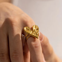 Loe| Lava Heart Shape Gold Rings for Women. Stainless Steel. Light Luxury Design.1Pcs.Classic Party Gifts. New