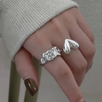 Fashion Punk Love Heart Geometric Finger Ring For Women Girls Wedding Party Jewelry Gift e414