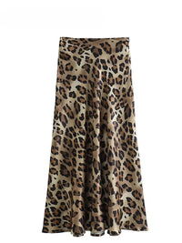 ASDS 2024 Women Fashion Leopard Print Skirt Vintage High Waist Midi Skirts Elegant Women Summer Casual Streetwear Skirt