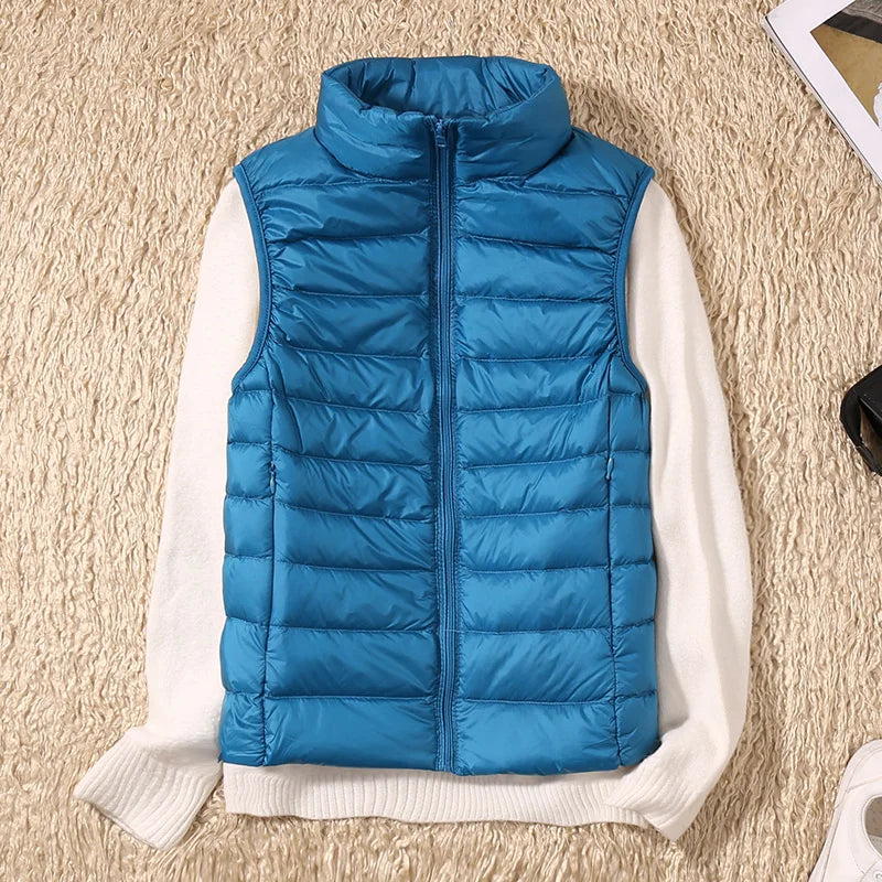 2023 New Women Sleeveless Women Slim Ultra Light Down Jacket Girl Portable Lightweight Vests Windproof Warm Waistcoat