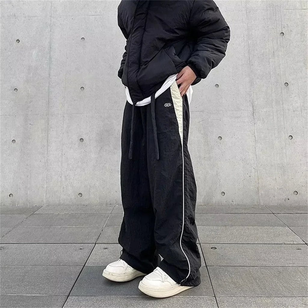 Women Casual Wide Leg Cargo Pants Drawstring Solid Streetwear Elastic Waist Sweatpants Loose Y2K Joggers Hip Hop Baggy Trousers