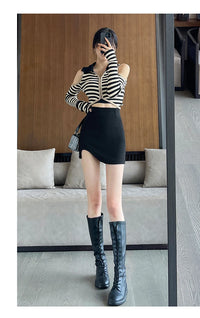 Ladies New Korean Fashion Summer Sexy Mini Skirts Womens Casual  Asymmetry Black Skirt Female Girls Y2k Culotte Dropshipping