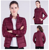 New Autumn Winter Women Ultra Light White Duck Down Jackets Candy Color Slim Short Design Warm Down Coats