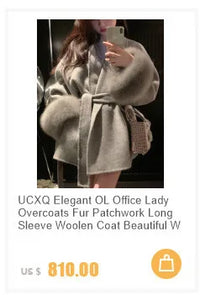 UCXQ Tide Faux Fur Coat European Style Street All Match Lapel Temperament Elegant Long Outerwear Women 2024 Autumn Winter 3C2587