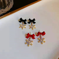 Серьги Женские Snowflake Pendants Earrings For Women Bowknot Sweet Fashion Girls Crystal Hanging Earrings Decor Piercing