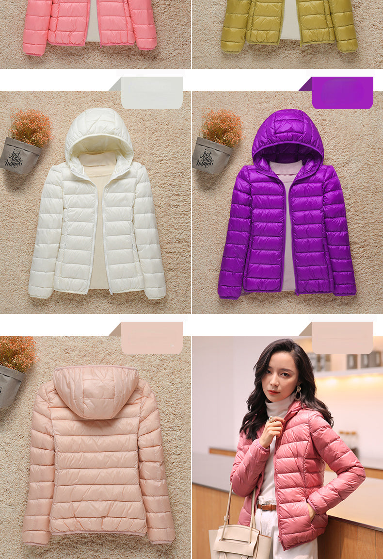 2023 New Fashion Female Cold Jacket Women Winter Light White Duck Down Jacket Slim Puffer Jacket Portable Windproof Down Coat