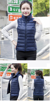 2023 New Women Sleeveless Women Slim Ultra Light Down Jacket Girl Portable Lightweight Vests Windproof Warm Waistcoat