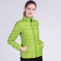 New Autumn Winter Women Ultra Light White Duck Down Jackets Candy Color Slim Short Design Warm Down Coats