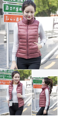 2023 New Women Sleeveless Women Slim Ultra Light Down Jacket Girl Portable Lightweight Vests Windproof Warm Waistcoat