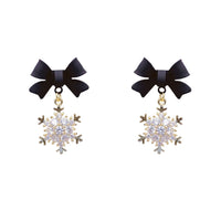 Серьги Женские Snowflake Pendants Earrings For Women Bowknot Sweet Fashion Girls Crystal Hanging Earrings Decor Piercing