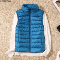 2023 New Women Sleeveless Women Slim Ultra Light Down Jacket Girl Portable Lightweight Vests Windproof Warm Waistcoat