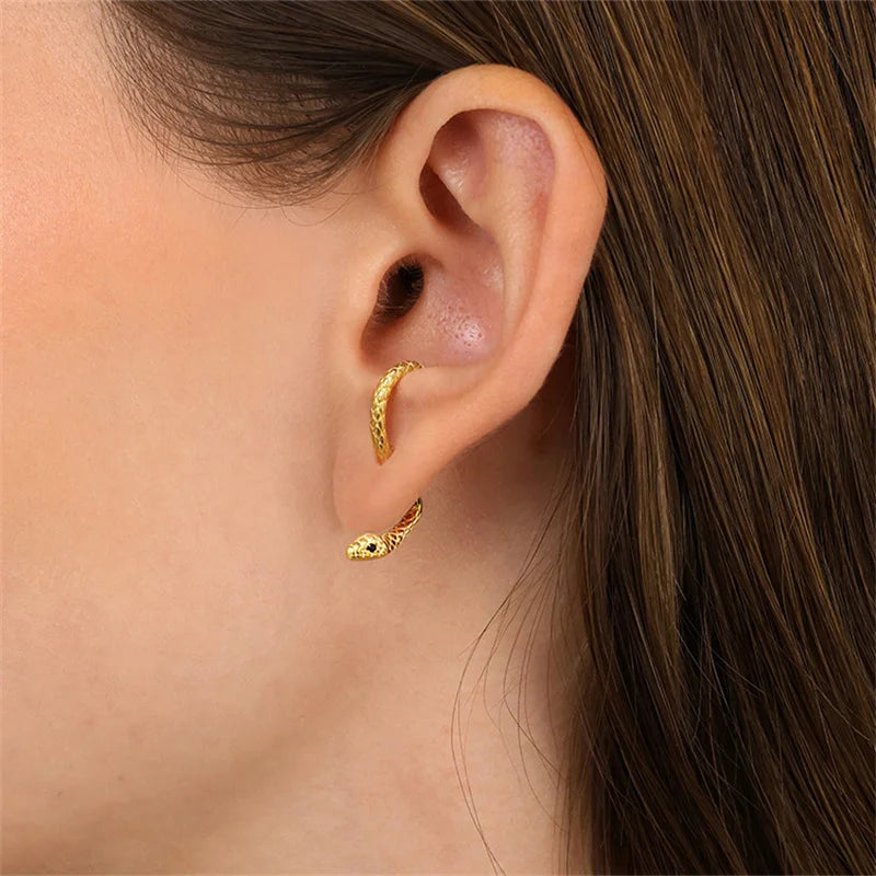 Punk Studs Earrings Snake Shaped Earrings For Women Personality Creative Animal Fashion Jewelry