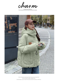 Women Khaki Down Jacket Fashion WhiteThickening Warm Feather Female Duck Down Comfortable Short Solid 2023 Winter Hooded Outwear