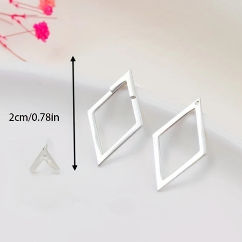 Fashion Square Geometric Back Hanging Earrings for Women Minimalist Wedding Jewelry Wholesale Birthday Gift