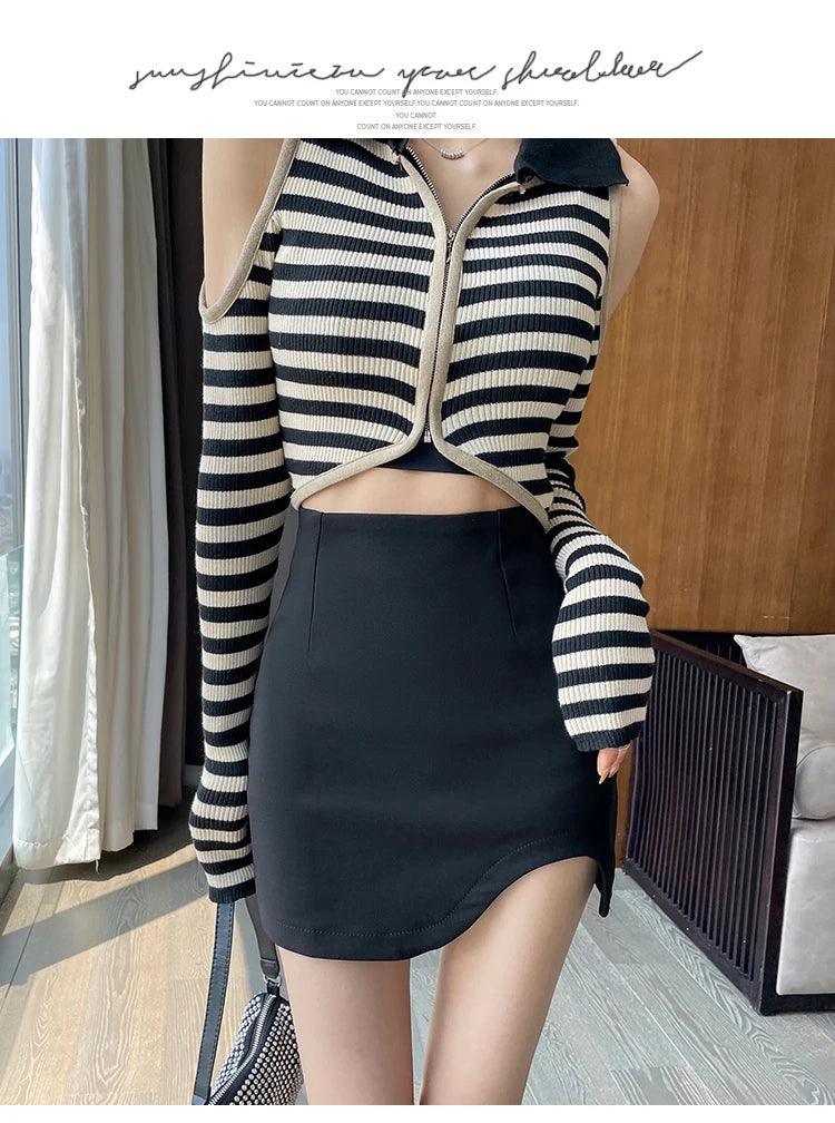 Ladies New Korean Fashion Summer Sexy Mini Skirts Womens Casual  Asymmetry Black Skirt Female Girls Y2k Culotte Dropshipping