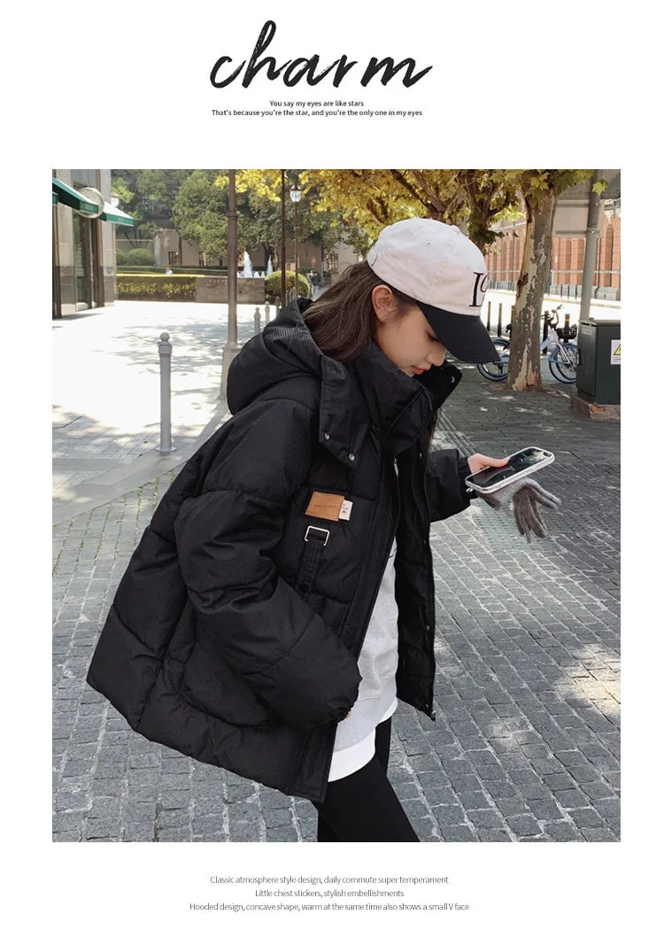 Women Khaki Down Jacket Fashion WhiteThickening Warm Feather Female Duck Down Comfortable Short Solid 2023 Winter Hooded Outwear