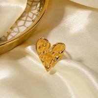 Loe| Lava Heart Shape Gold Rings for Women. Stainless Steel. Light Luxury Design.1Pcs.Classic Party Gifts. New