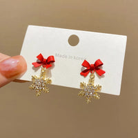 Серьги Женские Snowflake Pendants Earrings For Women Bowknot Sweet Fashion Girls Crystal Hanging Earrings Decor Piercing