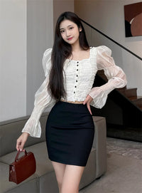 Fashion Spring Summer Office Lady Short Skirt Women Skirt Black Faldas High Waist A-LINE Skirt Women Skirts for Women D36