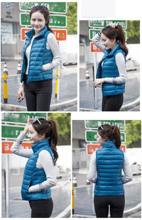 2023 New Women Sleeveless Women Slim Ultra Light Down Jacket Girl Portable Lightweight Vests Windproof Warm Waistcoat