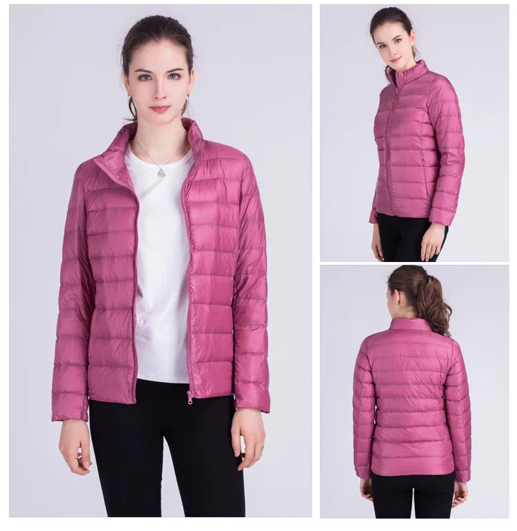 New Autumn Winter Women Ultra Light White Duck Down Jackets Candy Color Slim Short Design Warm Down Coats