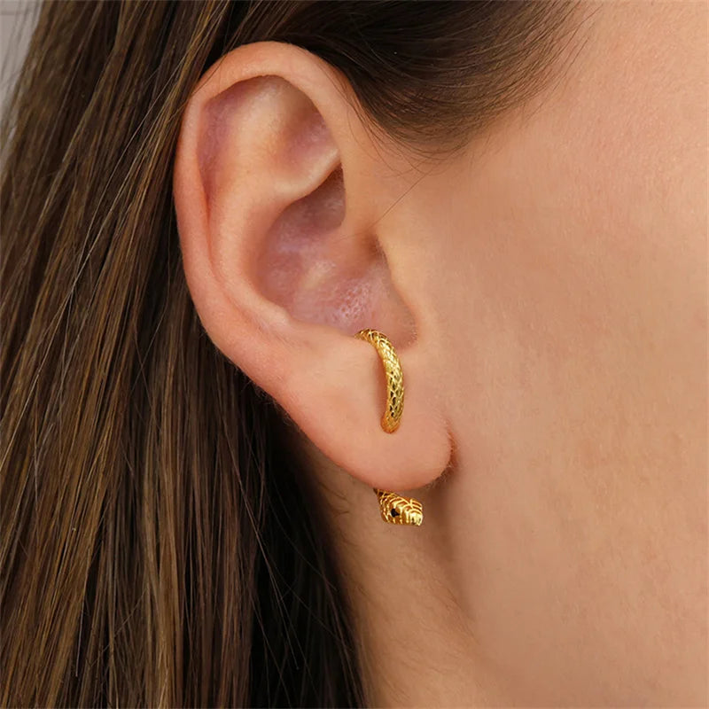 Punk Studs Earrings Snake Shaped Earrings For Women Personality Creative Animal Fashion Jewelry