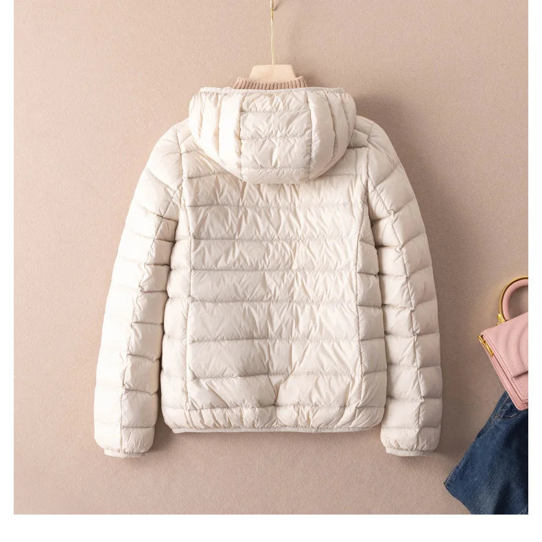 Women Autumn Down Jacket 2022 New Arrivals  90%  White Duck Down Ultra Light Fashion Hooded Keep Warm  Puffer Jacket