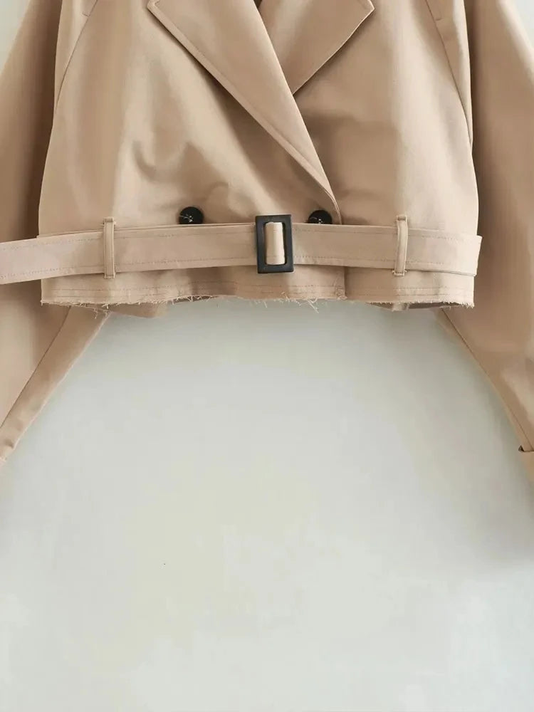 Women's Vintage Cropped Trench Jacket