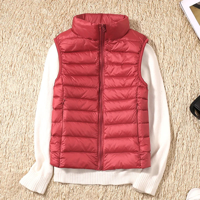 2023 New Women Sleeveless Women Slim Ultra Light Down Jacket Girl Portable Lightweight Vests Windproof Warm Waistcoat