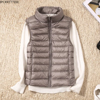 2023 New Women Sleeveless Women Slim Ultra Light Down Jacket Girl Portable Lightweight Vests Windproof Warm Waistcoat